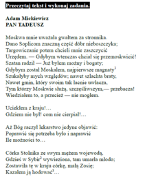 Egzamin ósmoklasisty – Arkusz z języka polskiego „Pan Tadeusz” | Pełny test z kluczem odpowiedzi