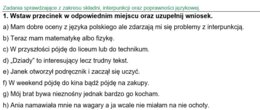 Zadania z zakresu interpunkcji, składni oraz poprawności językowej