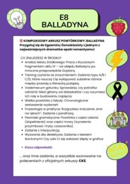 E8 „Balladyna” – AUTORSKI arkusz (14 zadań + Klucz)