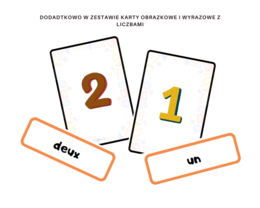 Aventure numérique 1-10 – zestaw do nauki liczb 1-10 po francusku, czytanie, pisanie, dodawanie i odejmowane w zakresie 10, karty pracy, karty obrazkowe, karty wyrazowe , nombres