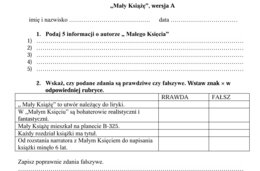 Sprawdzian z lektury Mały Książę