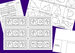 LICYTACJA FIGUR - Trójkąty i Czworokąty. Pole, obwód, własności. GRA POWTÓRZENIOWA. kl. 5-8