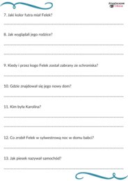 Przygody Felka Parerasa, E. Chotomska - karta pracy