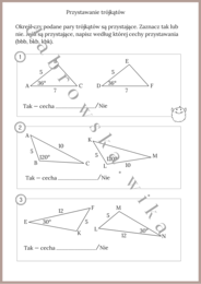 Przystawanie trójkątów - karta pracy