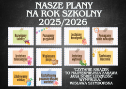 Nasze Plany na Rok Szkolny - Gazetka szkolna, gazetka wrzesień przedszkole, do druku PDF, dekoracje powitanie roku wrzesień