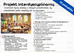 Projekt interdyscyplinarny - 10 pomysłów - Uczniowie łączą wiedzę z różnych przedmiotów, by zrealizować jeden wspólny cel.