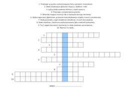 SKAŁY I MINERAŁY - KRZYŻÓWKA