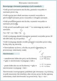 Równania i nierówności - notatka