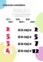 Tabliczka mnożenia - stacje zadaniowe