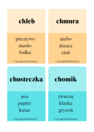 Ortograficzna zabawa typy Taboo - wyrazy z u/ó, ż/rz, h/ch