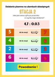 Stacje zadaniowe-działania na ułamkach dziesiętnych