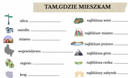 Tam, gdzie mieszkam - karta pracy wielka i mała litera