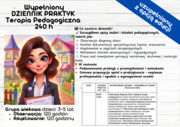 WYPEŁNIONY DZIENNIKA PRAKTYK – TERAPIA PEDAGOGICZNA 240h