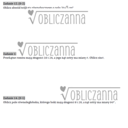 Sprawdzian z trygonometrii z rozwiązaniami