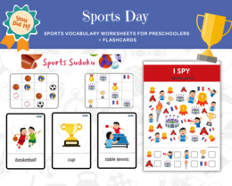 Sports Day, Olympic Games for preschoolers - karty pracy dla przedszkolaka, dzień sportu, igrzyska olimpijskie, sudoku, I spy, karty obrazkowe, flashcards, język angielski