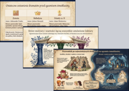 🎭DRAMAT na egzaminie - Zemsta - Balladyna - Dziady cz. II + teoria - prezentacja multimedialna(24 slajdy)