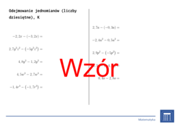 Odejmowanie jednomianów (liczby dziesiętne) | matematyka, algebra | 26 kolumn