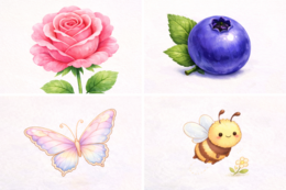 Fiszki obrazkowe. Róże i jagody