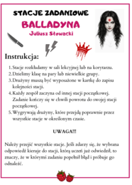 "Balladyna" - stacje zadaniowe (lekcja w ruchu)