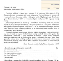karta pracy/sprawdzian " Czasownik"