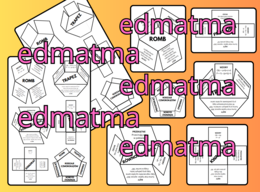 Składane czworokąty, wklejka do zeszytu. Dwie wersje uzupełniona i pusta