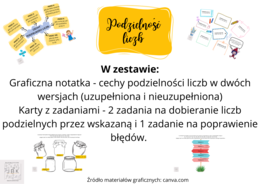 Podzielność liczb - zasady, karty z zadaniami