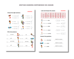 Karty pracy + Czasownik CAN + nazwy czynności i umiejętności