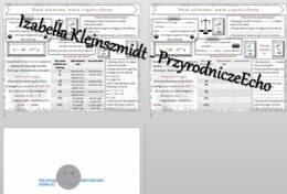 Minizestaw na temat „Masa atomowa, masa cząsteczkowa” – sketchnotka + karta pracy w power point + gratisowy link do prezentacji multimedialnej niekomercyjnej wykonanej w genial.ly do indywidualnego pobrania i użycia do celów niekomercyjnych. Chemia 7, „Ś