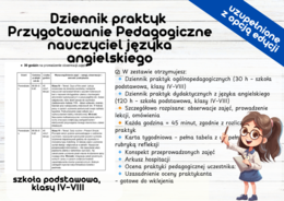 Dziennik Praktyk – Przygotowanie Pedagogiczne nauczyciel języka angielskiego 30 h + 120 h Opinia o praktykancie Konspekt przeprowadzonych zajęć Arkusz hospitacji