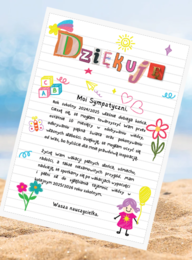 List do uczniów na zakończenie roku szkolnego - prezent