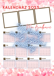 Kalendarz dla babci i dziadka z miejscem na zdjęcia lub rysunki – do druku