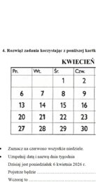 Kartkówka zegar i kalendarz