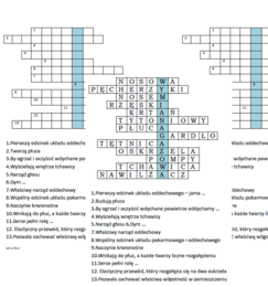 Logogryf na podsumowanie lekcji przyrody o układzie oddechowym