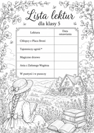 Lista lektur do klasy 5 (różne wersje) czarno-białe