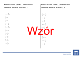 Równania liniowe (ułamki), przekształcenia równoważne (mnożenie, dzielenie) | matematyka, algebra | 26 kolumn