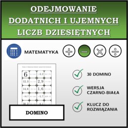 Domino - Odejmowanie dodatnich i ujemnych liczb dziesiętnych | matematyka