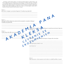 "Akademia Pana Kleksa" czytanie ze zrozumieniem + odpowiedzi