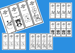 DZIEŃ PLUSZOWEGO MISIA – zakładki do książek – zakładka – czarno-białe – wersja 1