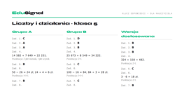 Liczby i działania — sprawdzian, klasa 5 (2 grupy + wersja SPE + klucz)
