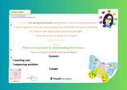 Wiosna, Dzień kobiet: Zajęcia Rewalidacyjne/ angielski przedszkole: dobieranie kolorów, szeregowanie dobre dla SPE