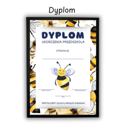 Zestaw na Zakończenie Przedszkola dla grupy pszczółki: Dyplom, plan lekcji, zakładka, tekturka, kotyliony 🩷