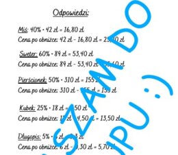 Karta pracy na Walentynki i nie tylko. Procenty - obliczanie cen towarów po obniżce.