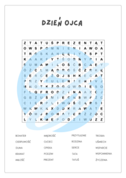 Wykreślanka z okazji Dnia Ojca – ćwiczenie percepcji wzrokowej i zabawa w jednym!