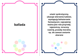 Fiszki, gatunki, 20 kart z definicjami, format pdf, plik wygodny do druku