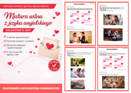 VALENTINE'S DAY Matura ustna z języka angielskiego – 2 arkusze egzaminacyjne | Walentynki  | Wersja dla zdającego i egzaminującego | PDF