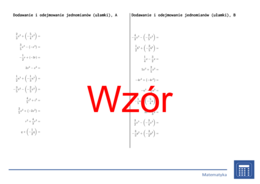 Dodawanie i odejmowanie jednomianów (ułamki) | matematyka, algebra | 26 kolumn
