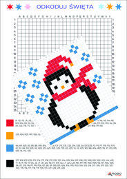 Kodowanki zimowe, świąteczne, mikołajkowe- trudne- dyktando graficzne, kolorowanka, kodowanie, zima, Boże Narodzenie, Mikołaj