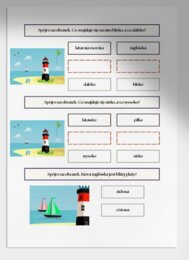 Wysoko, nisko, blisko, daleko. Karta pracy. Sprawdzian