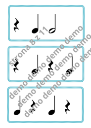 Muzyka. Karty do nauki wartości rytmicznych i ćwiczeń praktycznych. Metrum 4/4.