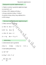 Wyrażenia algebraiczne - podsumowanie